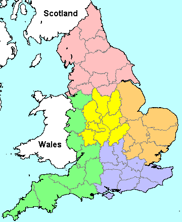 Clickable map of England